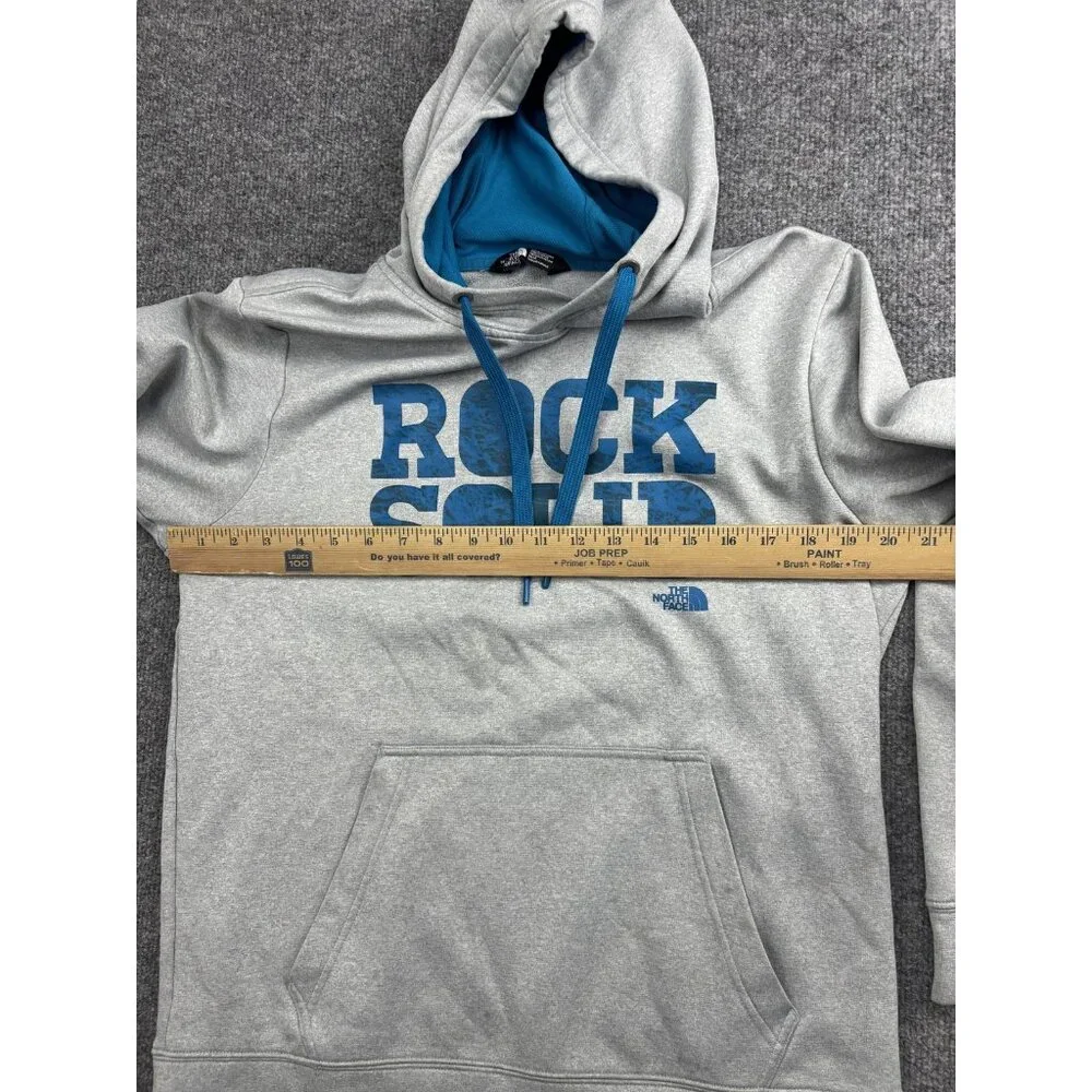 The North Face Hoodie Mens Medium‎ Gray Pullover Fleece Sweatshirt Rock Solid